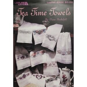 Vintage Tea Time Towels Leisure Arts Leaflet‎ 2302 Cross Stitch Pattern